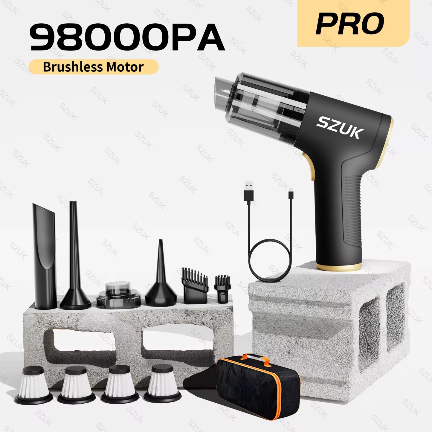 98000PA Car Vacuum Cleaner Mini Cleaning Machine Strong Suction USB Handheld for Car Home Appliance Portable Wireless Cleaner
